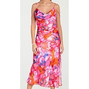 Morgan & Co Floral Print Maxi Dress Cowl Neck Sleeveless Summer Vacation Size XS